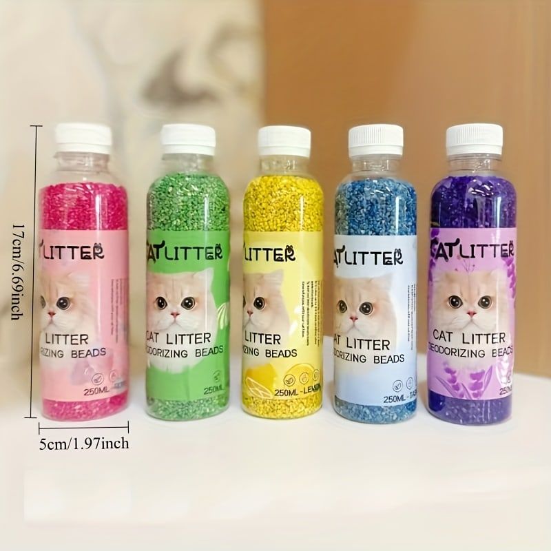 Premium Cat Litter Deodorizer Beads – Natural Odor Eliminator for Litter Box, Long-Lasting Scented Crystals with Lavender, Rose, Lemon, Green Apple & Jasmine, Pet-Safe Fragrance-Free Formula (Green)