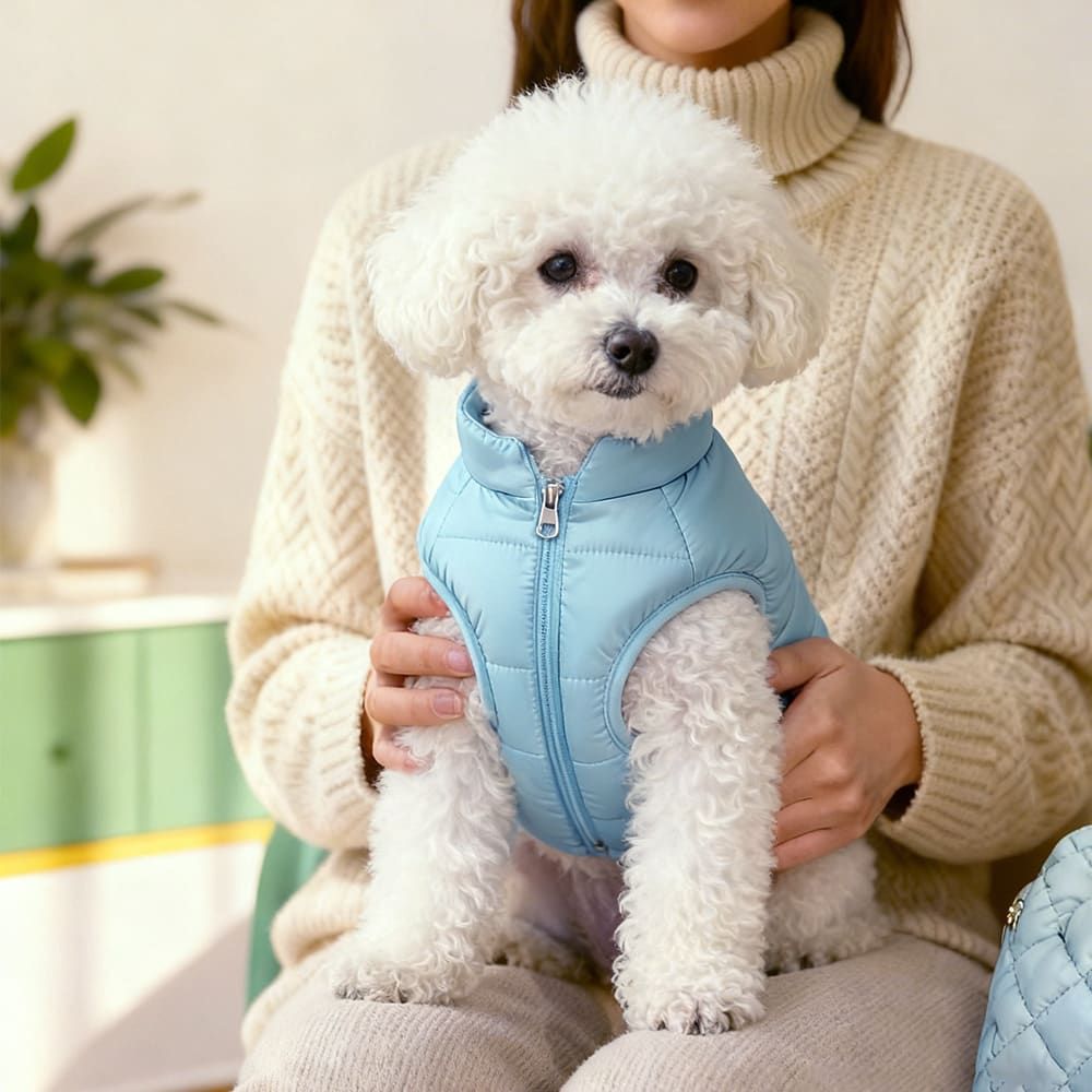 Winter Warm Quilted Vest for Small Pets – Water-Resistant, Fleece-Lined, Easy-On Design with Leash Hole for Indoor and Outdoor Use (XL, Beige)