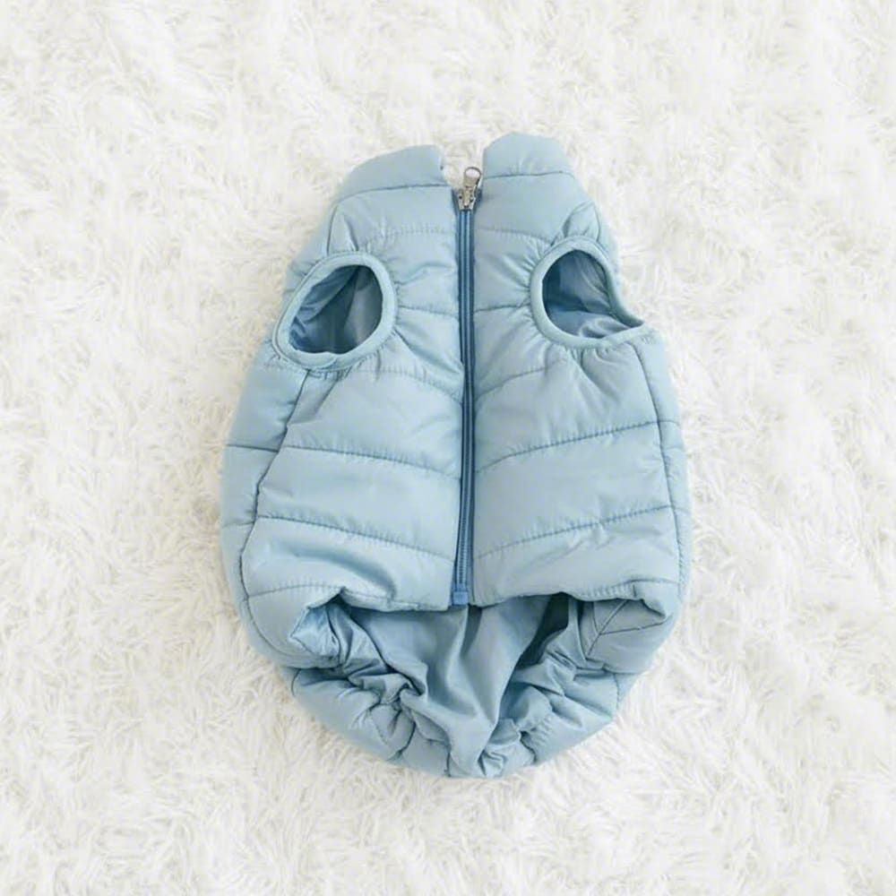 Winter Warm Quilted Vest for Small Pets – Water-Resistant, Fleece-Lined, Easy-On Design with Leash Hole for Indoor and Outdoor Use (XL, Blue)