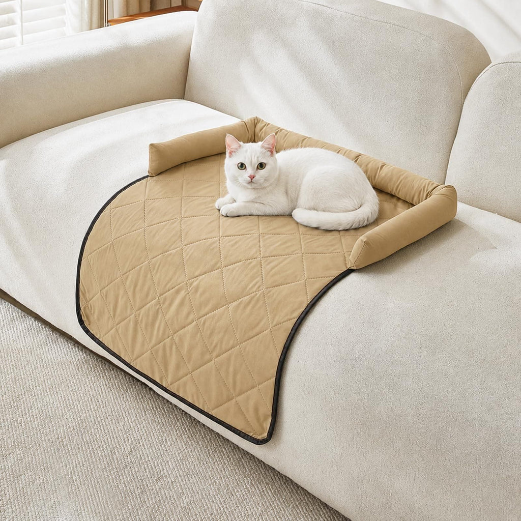 Cooling Pet Mat with Bolster Side Support – Scratch-Resistant, Self-Cooling, Non-Slip Base for Cats & Small to Medium Dogs, Perfect for Sofa, Floor, Car, or Outdoor Use (M, Black)