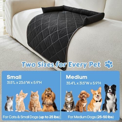 Cooling Pet Mat with Bolster Side Support – Scratch-Resistant, Self-Cooling, Non-Slip Base for Cats & Small to Medium Dogs, Perfect for Sofa, Floor, Car, or Outdoor Use (M, Champagne)