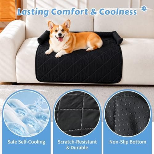 Cooling Pet Mat with Bolster Side Support – Scratch-Resistant, Self-Cooling, Non-Slip Base for Cats & Small to Medium Dogs, Perfect for Sofa, Floor, Car, or Outdoor Use (M, Green)