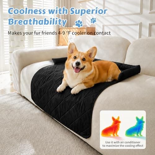 Cooling Pet Mat with Bolster Side Support – Scratch-Resistant, Self-Cooling, Non-Slip Base for Cats & Small to Medium Dogs, Perfect for Sofa, Floor, Car, or Outdoor Use (M, Green)
