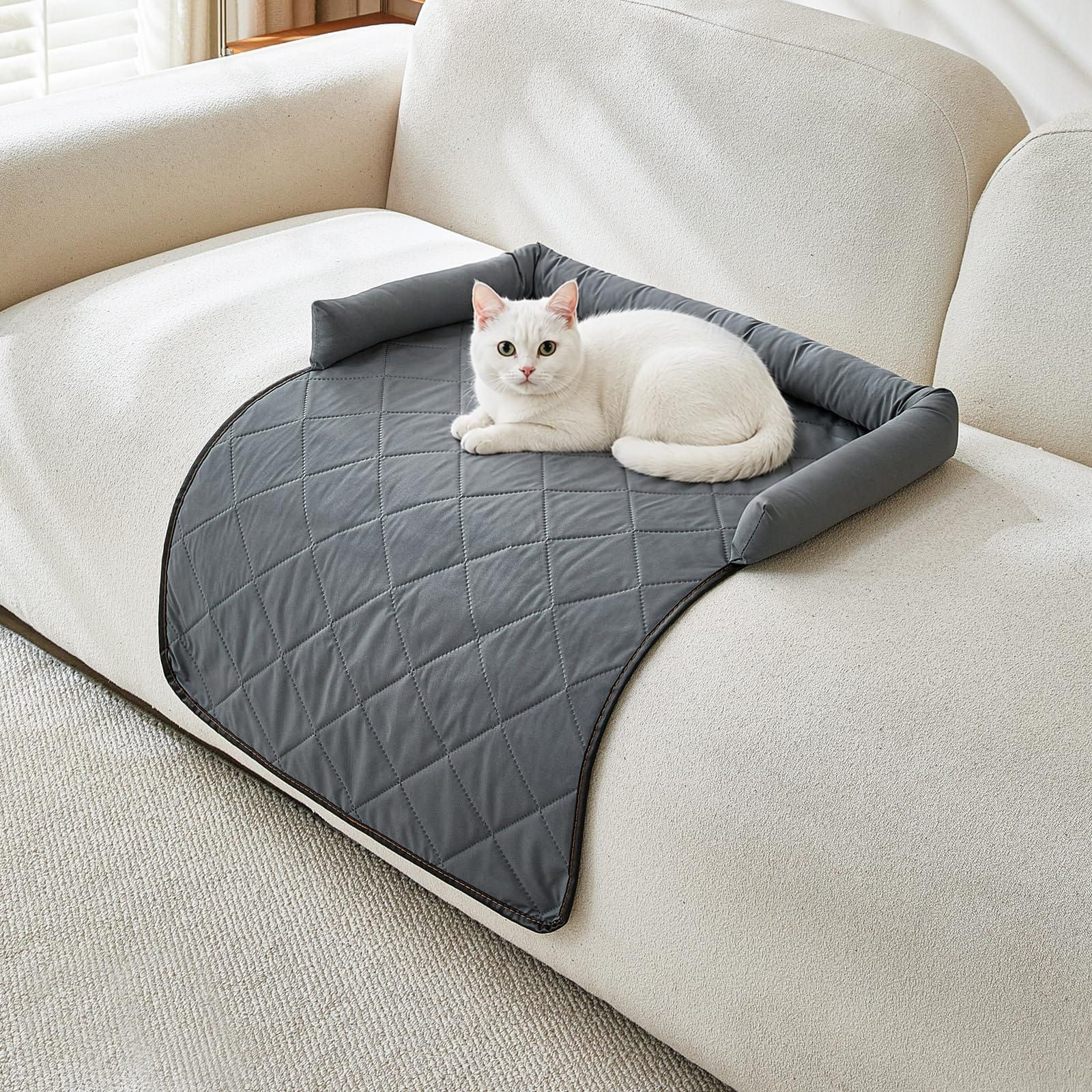 Cooling Pet Mat with Bolster Side Support – Scratch-Resistant, Self-Cooling, Non-Slip Base for Cats & Small to Medium Dogs, Perfect for Sofa, Floor, Car, or Outdoor Use (S, Green)