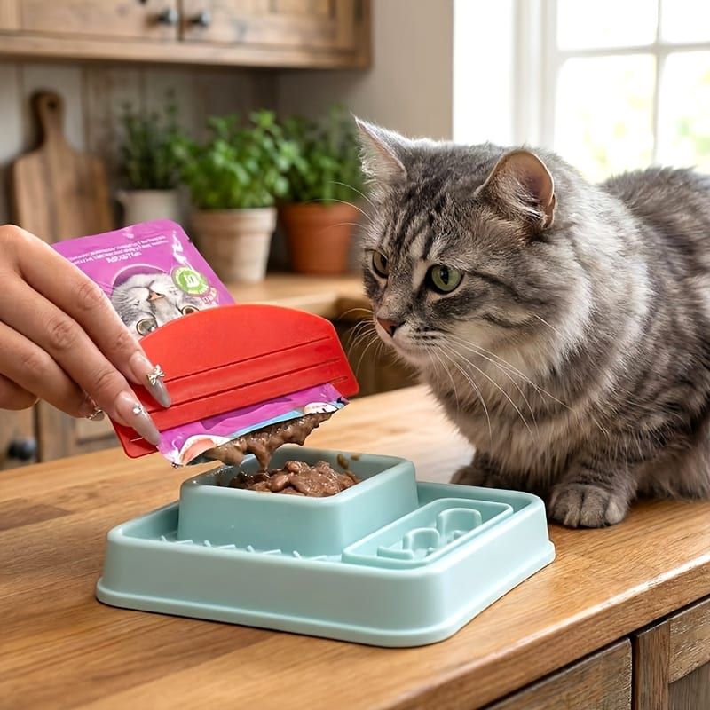 Pet Wet Food Pouch Scraper – Effortlessly squeeze every last bit of cat or dog wet food, paste, or puree from pouches without mess. Ideal for home feeding, this handy tool helps reduce waste and keeps hands clean during daily mealtime. (Red)