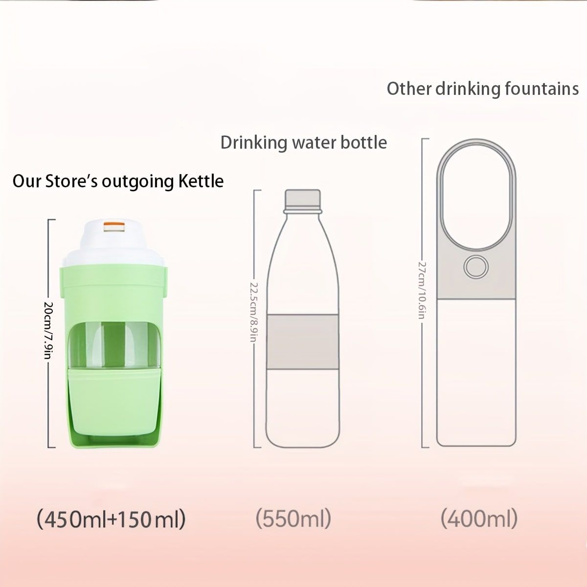 Portable Dog Water Bottle – Leak-Proof Pet Water Dispenser with Food Storage, Ideal for Outdoor Walks, Camping, and Travel (Grey)