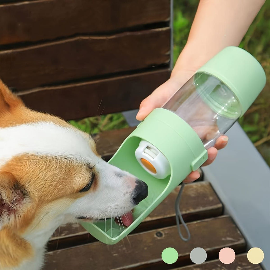 Portable Dog Water Bottle – Leak-Proof Pet Water Dispenser with Food Storage, Ideal for Outdoor Walks, Camping, and Travel (Grey)