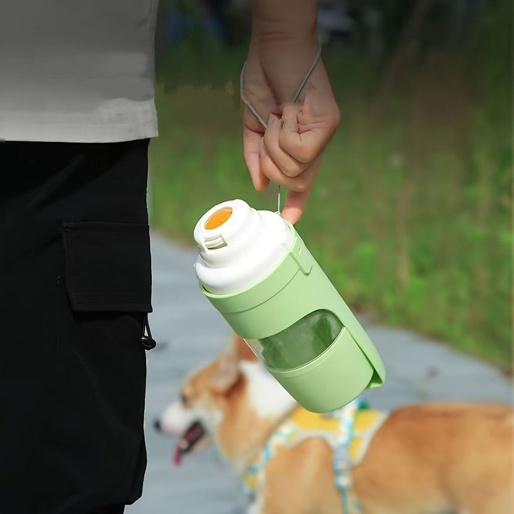 Portable Dog Water Bottle – Leak-Proof Pet Water Dispenser with Food Storage, Ideal for Outdoor Walks, Camping, and Travel (Pink)