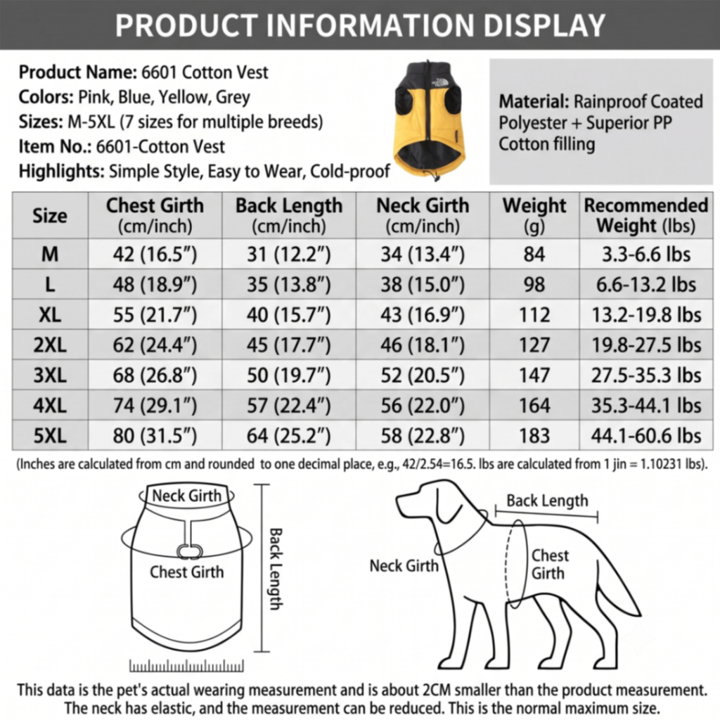 Keep Your Pup Cozy and Visible This Winter – Waterproof, Insulated Dog Coat with Reflective Strips, Front Zipper, D-Ring Leash Attachment, and Adjustable Fit for Daily Walks and Outdoor Adventures (3XL, Khaki)