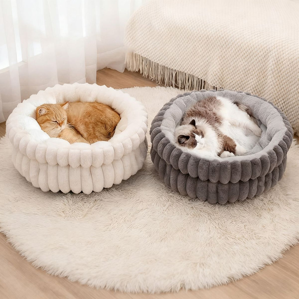 Pet Bed Cat Bed Dog Bed All-Season Bed Ultra-Soft Plush Large Pet Bed Round Pet - Gray - Size 40-15-15