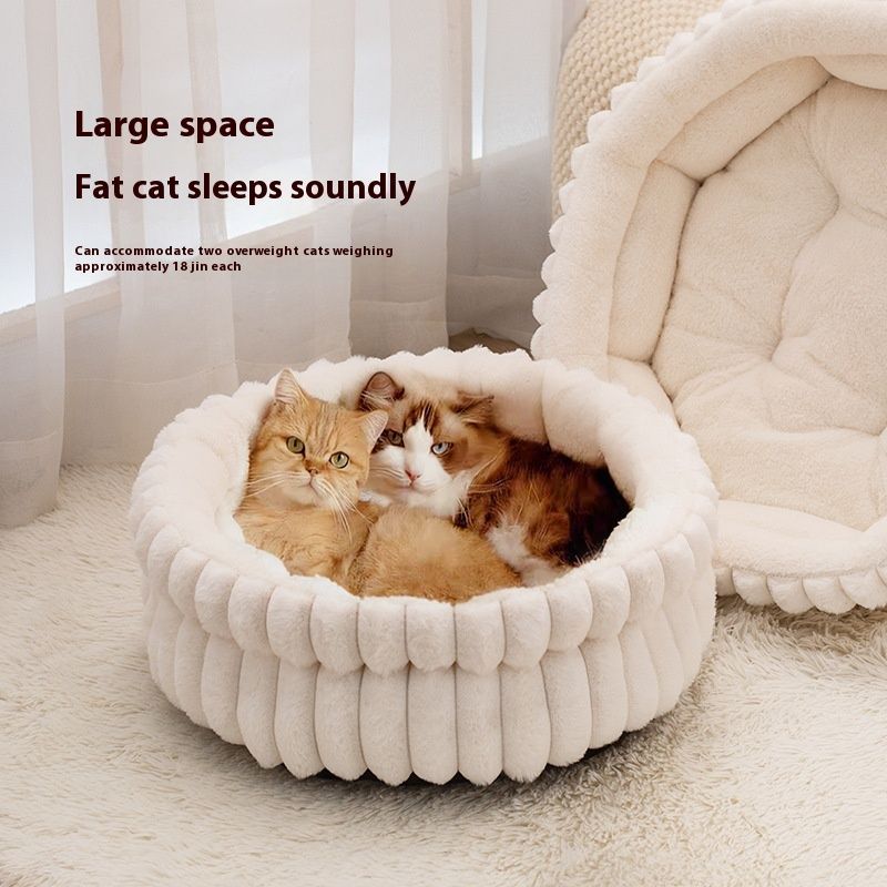 Pet Bed Cat Bed Dog Bed All-Season Bed Ultra-Soft Plush Large Pet Bed Round Pet - Gray - Size 40-15-15