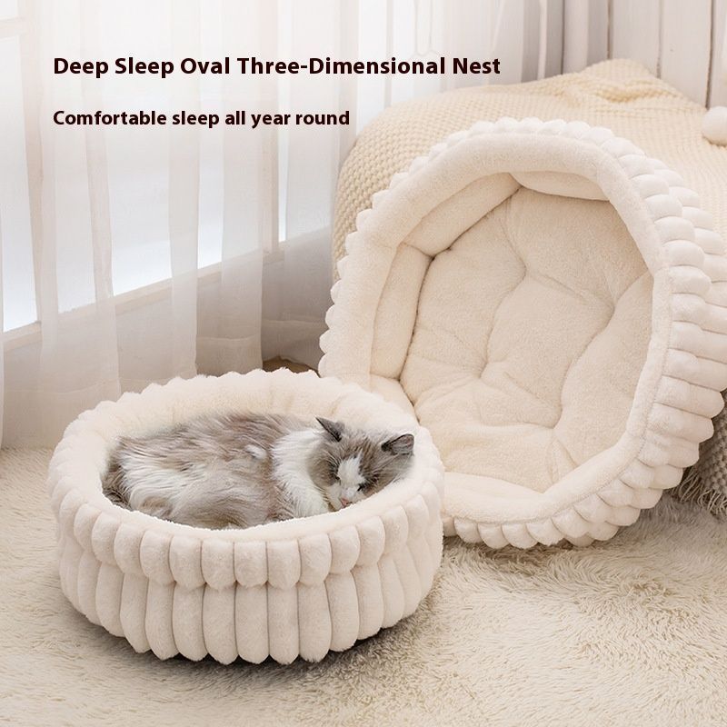 Pet Bed Cat Bed Dog Bed All-Season Bed Ultra-Soft Plush Large Pet Bed Round Pet - Gray - Size 40-15-15