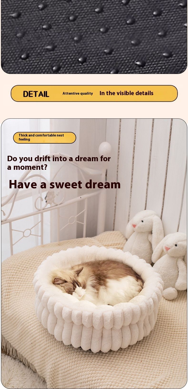 Pet Bed Cat Bed Dog Bed All-Season Bed Ultra-Soft Plush Large Pet Bed Round Pet - Gray - Size 40-15-15