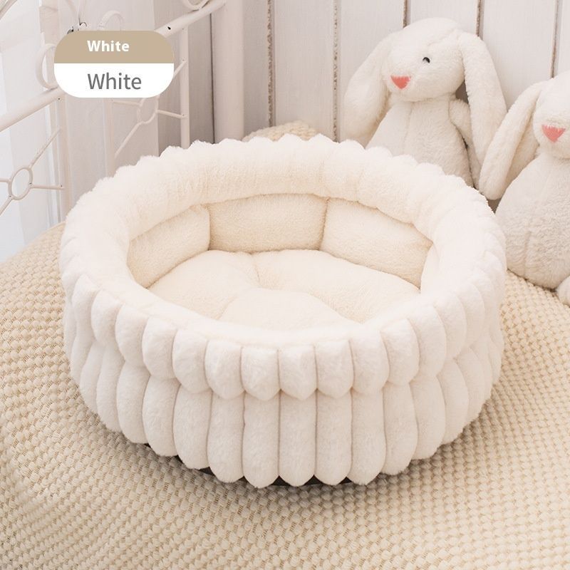 Pet Bed Cat Bed Dog Bed All-Season Bed Ultra-Soft Plush Large Pet Bed Round Pet - Gray - Size 50-20-15