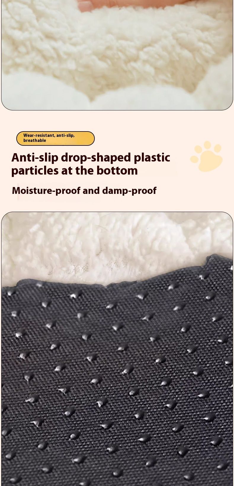 Pet Bed Cat Bed Dog Bed All-Season Bed Ultra-Soft Plush Large Pet Bed Round Pet - White - Size 50-20-15