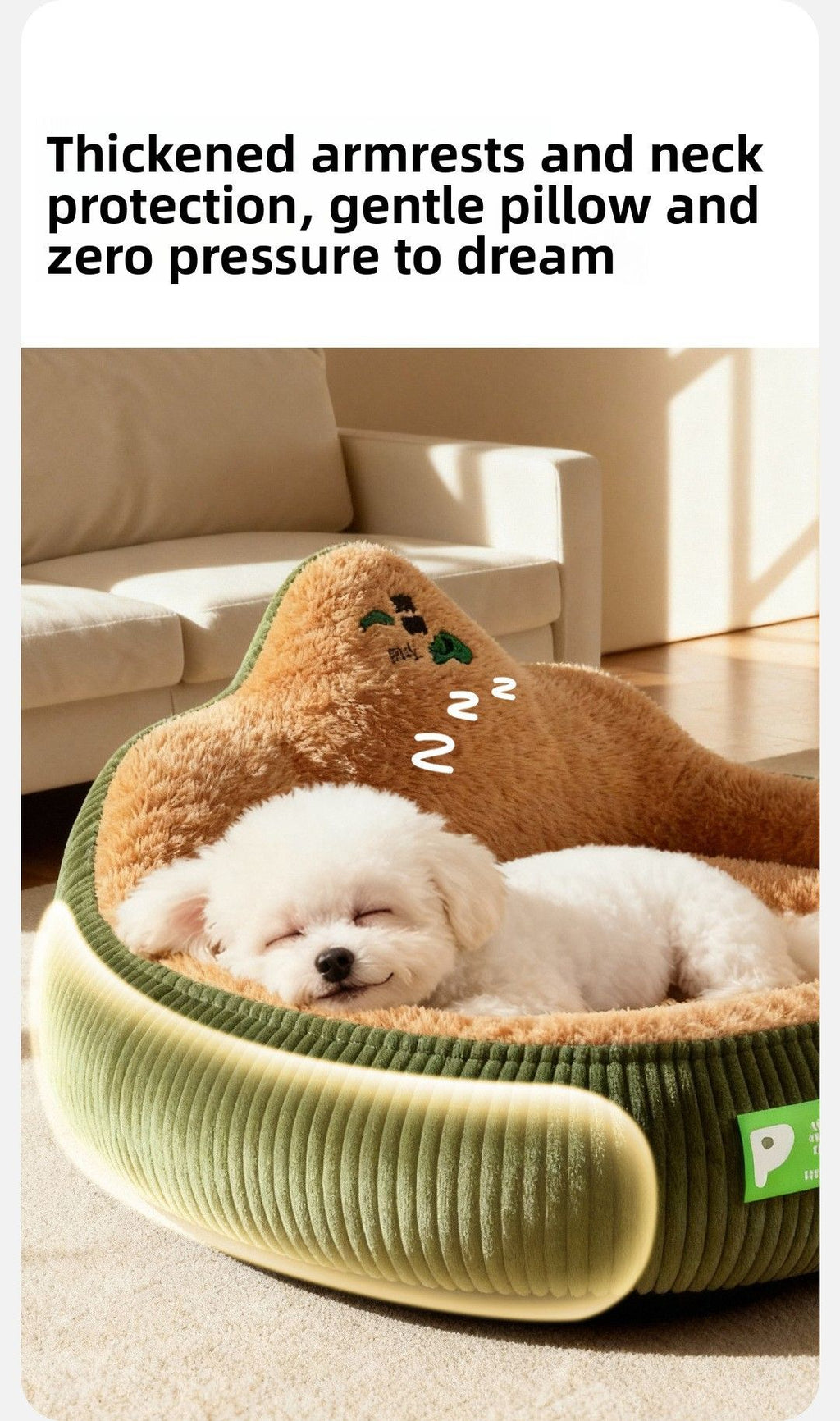 Pet Bed Dog Bed Cat Bed Winter Warm Pet Bed Money Tree Backrest Temperature - Green - Size M50-40-23