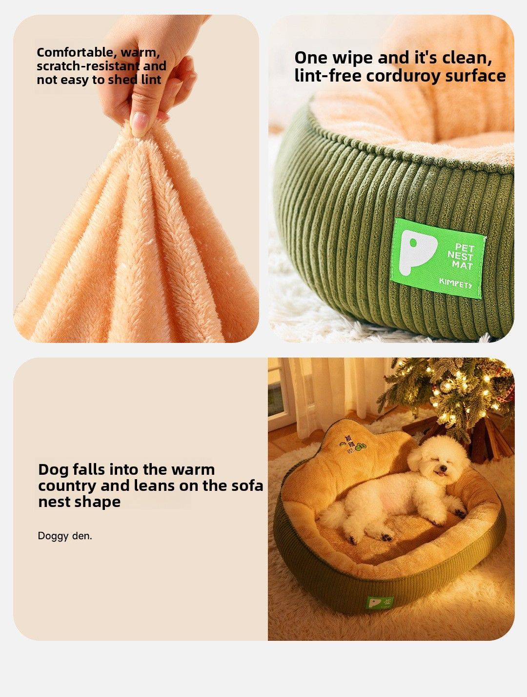 Pet Bed Dog Bed Cat Bed Winter Warm Pet Bed Money Tree Backrest Temperature - Green - Size XL75-55-34