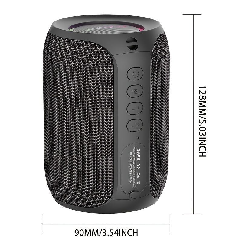 Portable Bluetooth Speaker Compact Speaker High-Quality Sound Long Battery Life - Black - Size 90-93-128mm