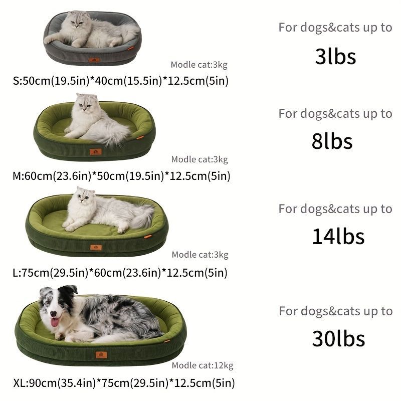 Pet Bed Dog Bed Cat Bed All-Season Washable Dog Bed Small Dog Bed Medium Dog - Gray - Size L75-60-12