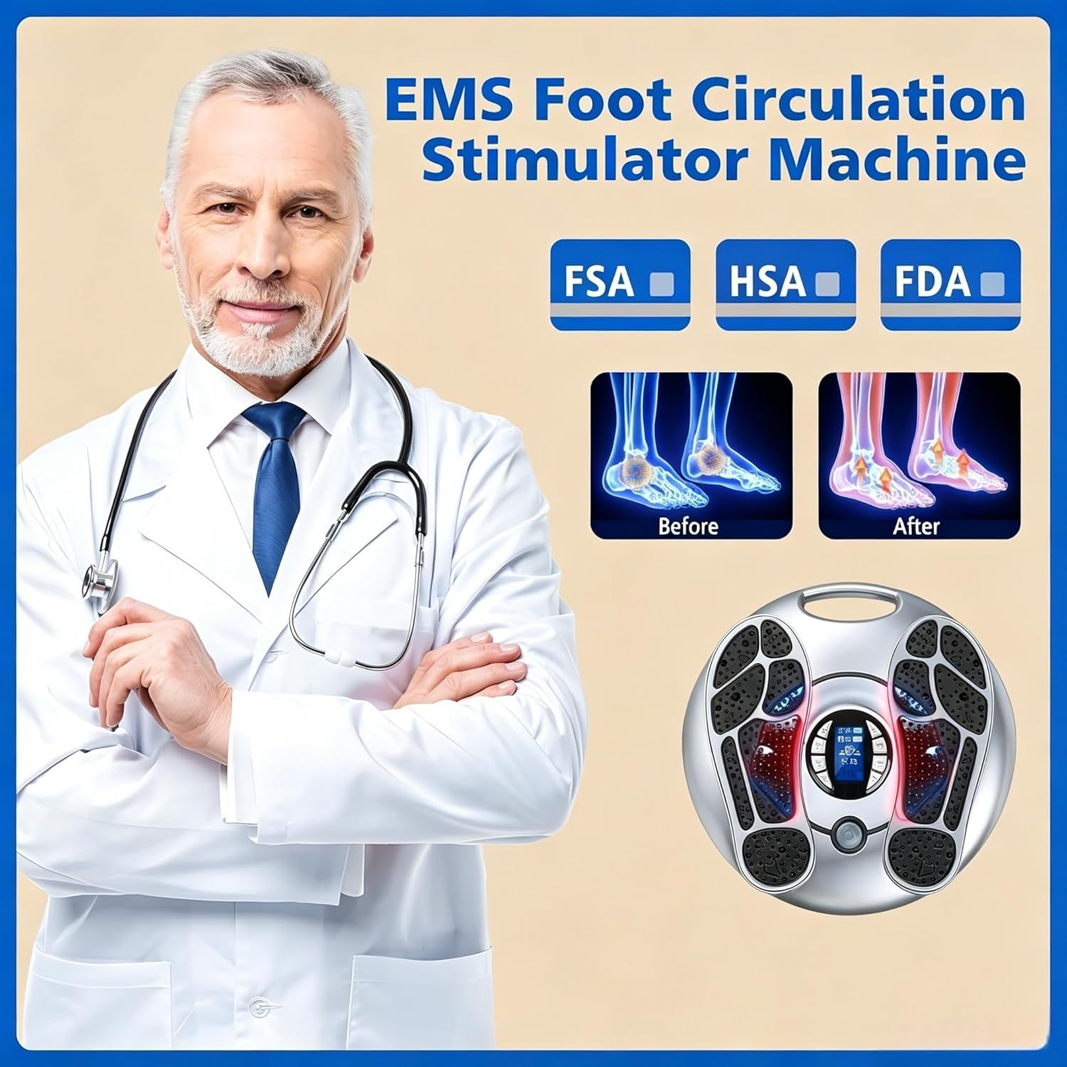 Electromagnetic Foot Circulation Massager Neuropathy Foot Therapy Machine