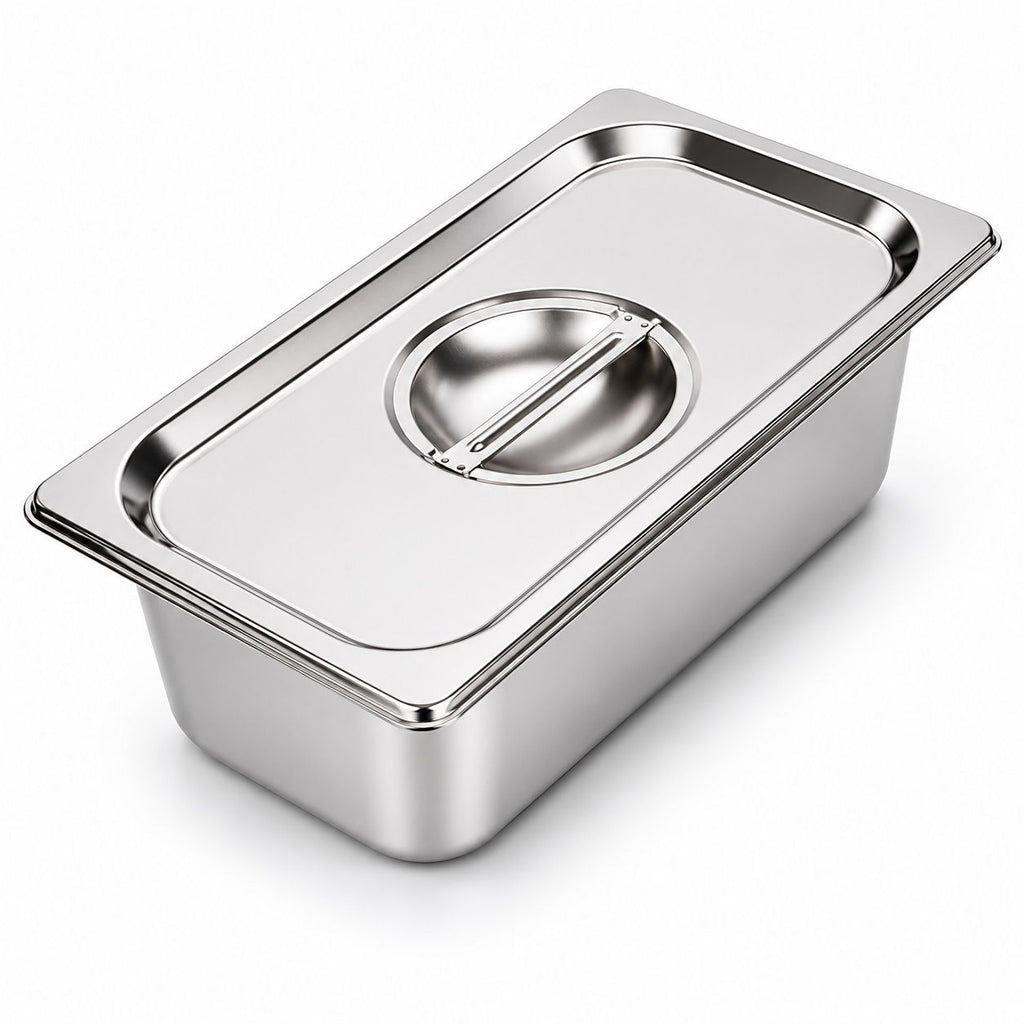 Commercial Stainless Steel GN 1/3 100mm Deep Gastronorm Bain Marie Buffet Steam Table Food Pan with Lid