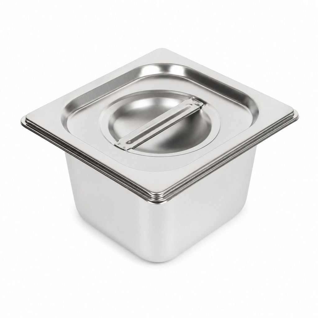 Commercial Stainless Steel GN 1/6 100mm Deep Gastronorm Bain Marie Buffet Steam Table Food Pan with Lid