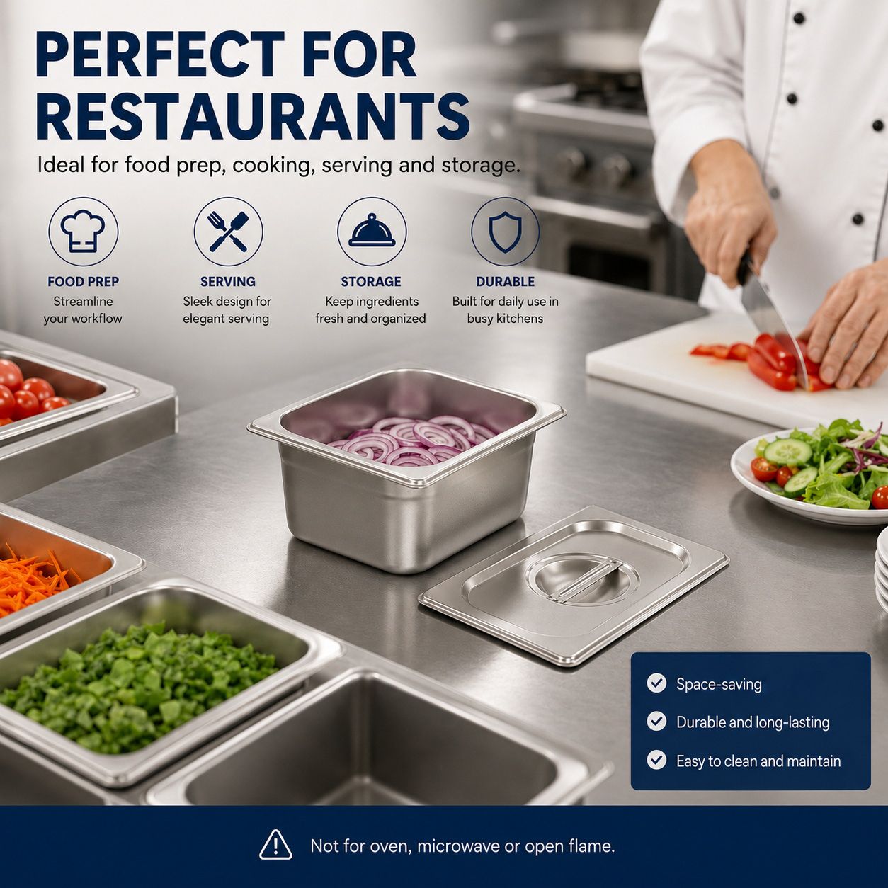 Commercial Stainless Steel GN 1/6 150mm Deep Gastronorm Bain Marie Buffet Steam Table Food Pan