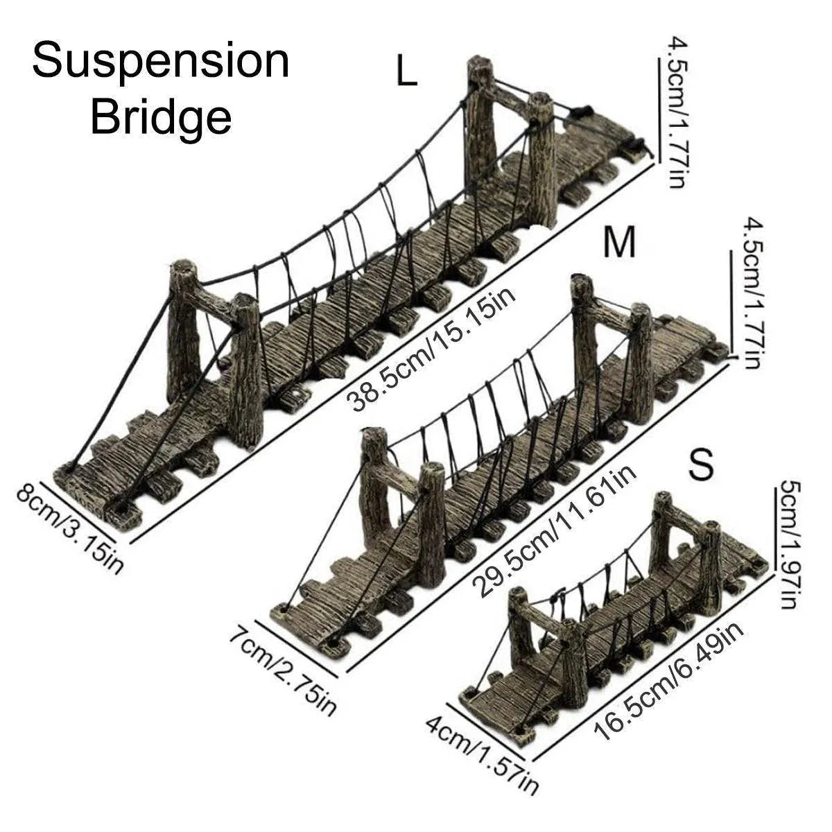 Resin Bridge Aquarium Decoration Fish Tank Accessories Shrimp Tortoise Climbing - Suspension Bridge-M