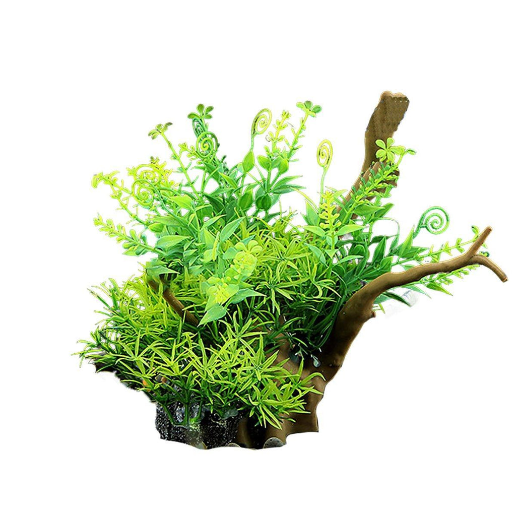 Aquarium Landscaping Decoration Artificial Wood and Plants Fish Tank Ornament - CM2503-Dark Red