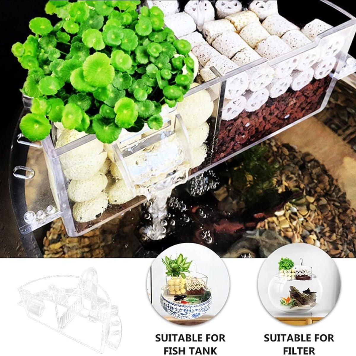 Round Fish Tank Filter Box Aquarium Trickle Box Small External Top Quiet Water Purification Three-in-One Filter - S
