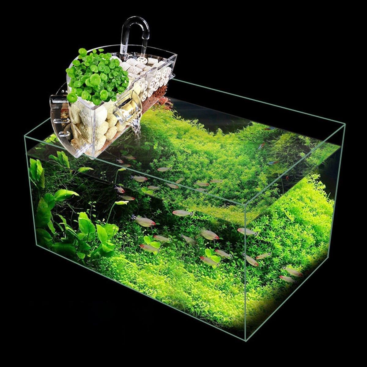 Round Fish Tank Filter Box Aquarium Trickle Box Small External Top Quiet Water Purification Three-in-One Filter - S