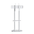 Minimalist Marble Textured Floor Tv Stand 32"-75" Strong Steel Tv Bracket Stable