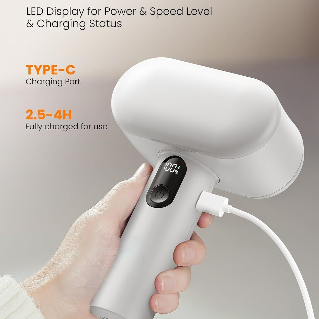 Dual-Head Electric Lint Remover - USB-C Rechargeable, LED Display, 6-Size Honeycomb Mesh(Purple)
