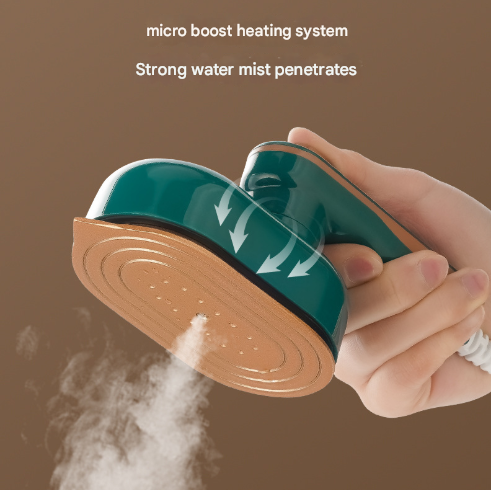 Green Mini Handheld Steam Iron - Portable Garment Steamer