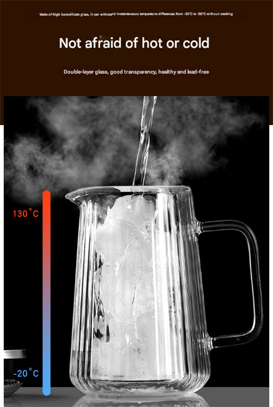 Transparent Elegant Ribbed Double Wall Glass French Press - 350ml Heat Resistant Coffee and Tea Maker with Stainless Steel Filter