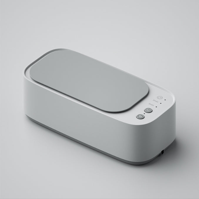 Silver Portable Ultrasonic Cleaner - 45kHz Professional High-Frequency Cleaning Machine for Jewellery, Glasses, Watches, and Makeup Brushes