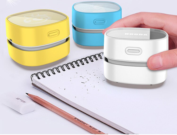 Orange Rechargeable Cordless Mini Desktop Vacuum - Portable Handheld Cleaner for Desk, Keyboard, Crumb & Dust