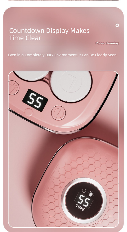 Grey Portable Sonic Wave Contact Lens Cleaner with LED Makeup Mirror - Automatic Electric Lens Cleaning Case for Daily Use