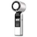 White New 100-Speed Portable Handheld Fan - Rechargeable Folding Turbo Mini USB Fan with Superconducting Cooling