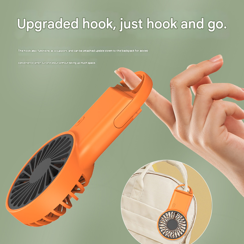 2-PCS White New Portable Handheld Air Cooler Fan - Foldable Desktop USB Rechargeable Mini Fan with Climbing Buckle