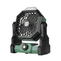 Black and green Portable Outdoor Camping Fan with LED Light - Rechargeable USB Tent Fan for Australia