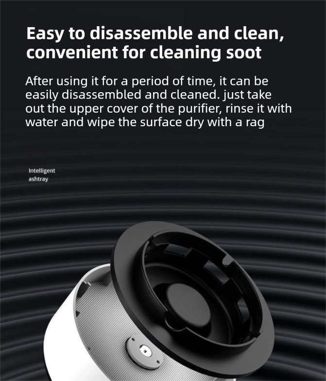 White Compact 2-in-1 Negative Ion Air Purifier & Self-Extinguishing Ashtray - Wireless Noise-Reducing Smoke & Odor Eliminator with Hepa-Filter for Home Office & Car