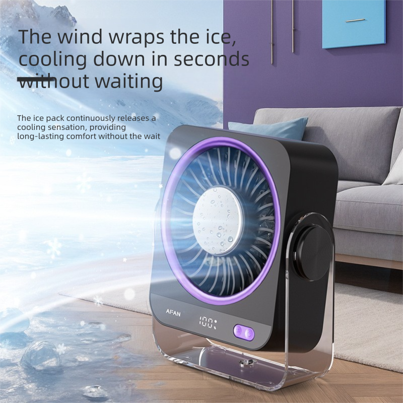 Pink Portable Semiconductor Cooling Desk Fan USB Type-C Rechargeable 5 Speeds Digital Display Silent Operation Wall-Mountable Air Circulator for Local Home and Office Spaces