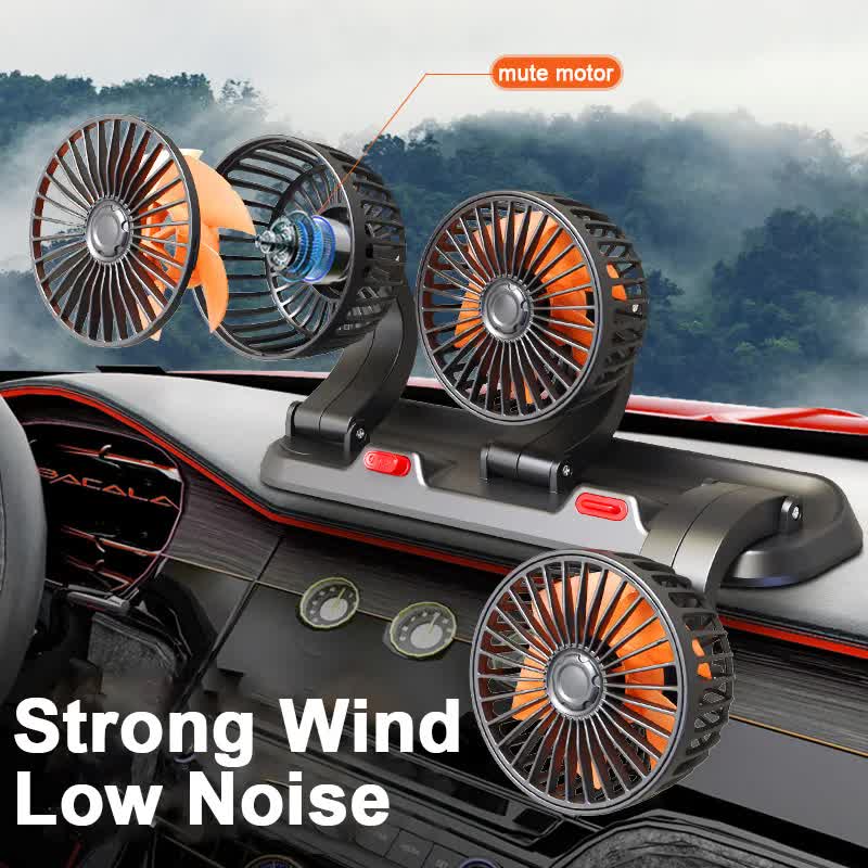 3-in-1 Powerful Car Single Head Fan (24V Lighter Power) - Quiet Cooling Fan Integrated Aromatherapy & Number Plate, with 360° Rotation & 130cm Long Cord