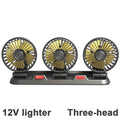 3-in-1 Powerful Car Triple Head Fan (12V Lighter Power) - Quiet Cooling Fan Integrated Aromatherapy & Number Plate, with 360° Rotation & 130cm Long Cord