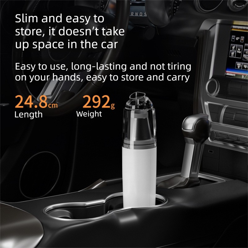 Black Portable Wireless Vacuum Cleaner – High-Suction, Dual-Function (Suck & Blow), Type-C Charging, HEPA Filter