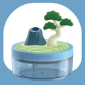 Pine Tree Blue USB Portable Bionic Landscape Humidifier and Creative Potted Plant Air Diffuser - 7-Color Night Light & 2-Mode Mist Timer