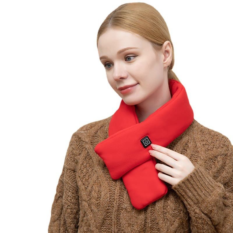Khaki USB Powered Graphene Rapid Heated Scarf - 80 x 10 CM Washable Winter Thermal Wrap with 3-Level Temp for Cervical Support & Pain Relief