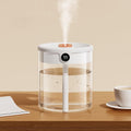 White 2L Dual-Spray Ultrasonic Humidifier and Air Diffuser with Night Light - USB Powered, Quiet Operation, Smart Digital Display & Real-Time Humidity Sensor