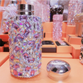 Rhinestone Insulated Bottle 260ml Stainless Bling Mug Square Crystal Purple